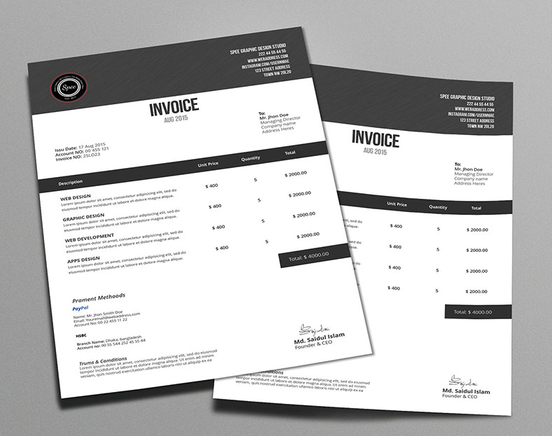 نموذج دفتر فواتير